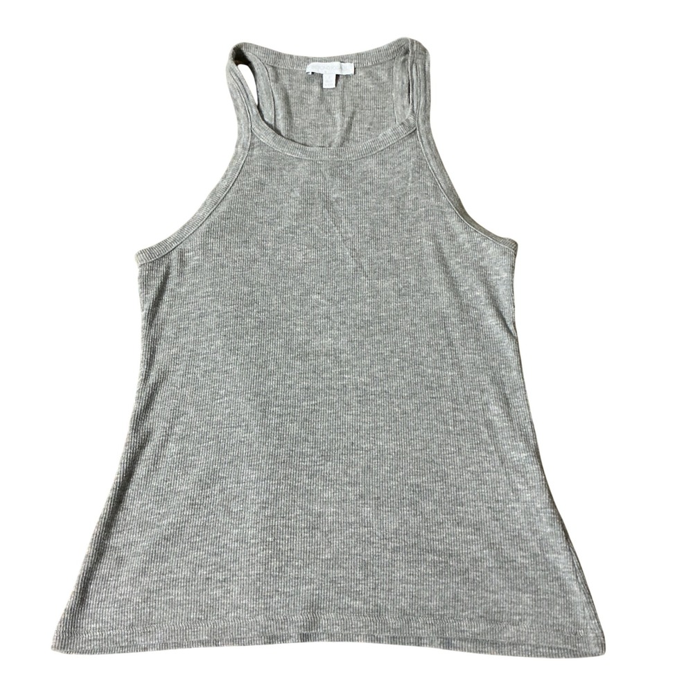 Beyond Yoga Ribbed Knit Racerback Tank Top Womens S Grey High Neck LJ4586